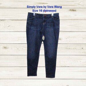 Simply Vera womens size 16 jeans distressed slim fit blue dark wash